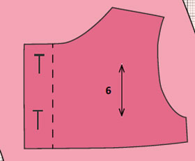 1 деталь ліфа зі згином по пунктирною лінії (деталь № 6);   2 деталі ліфа з припуском під застібку (деталь № 6)