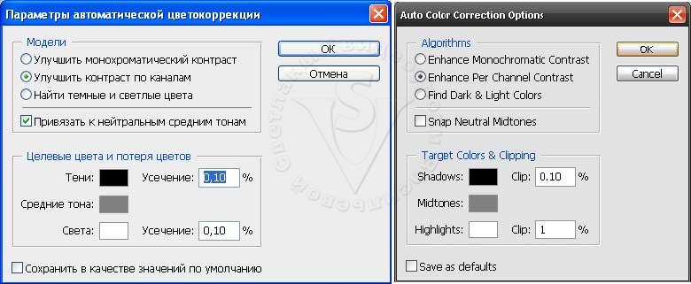 Кнопка Options (Параметри) відкриває вікно Auto Color Corrections Options (Параметри автоматичної корекції)